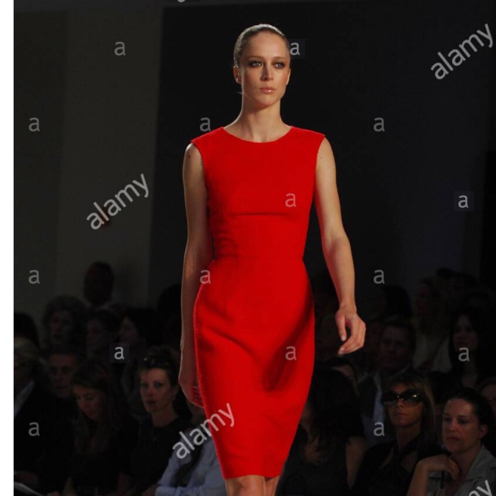 Oscar De La Renta Cashmere Sheath Dress Red
